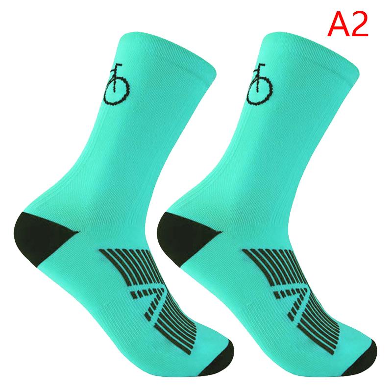 

Професійні велосипедні шкарпетки високої довжини чоловічі та жіночі для занять спортом на відкритому повітрі, швидковисихаючі, на чотири сезони, велосипедні шкарпетки, шкарпетки для бігу A2 зелений