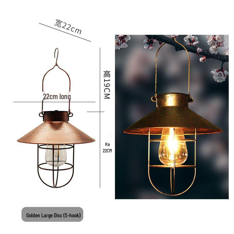 Retro Solar Hanging Lantern: Outdoor Garden, Balcony, & Courtyard Decor - Wrought Iron Atmosphere Night Light