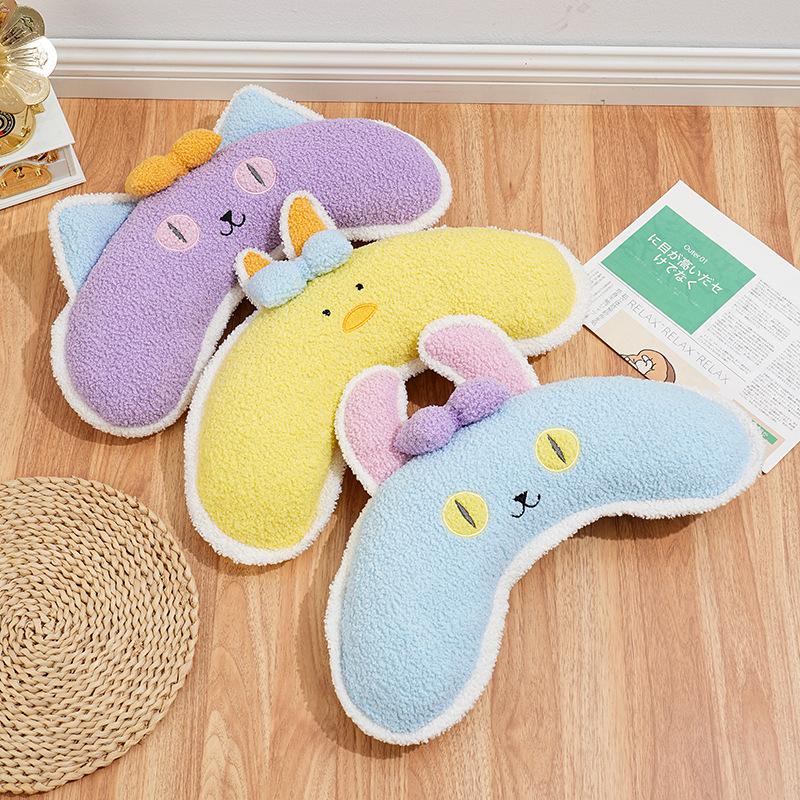 Pet Bow Half Moon Pillow Cat Sleep U-shaped Pillow Cute Plush Toy Dog Mattress Dog Beds for Small Dogs