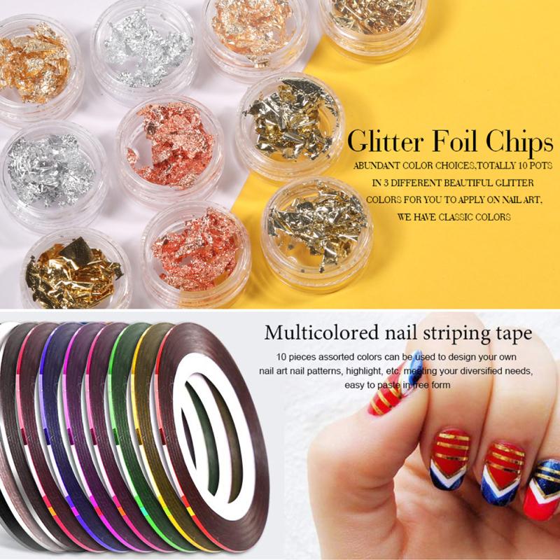 Buy Nail Art Tool Set Painted Nail Pen Round Drill Disk Tinfoil Point ...