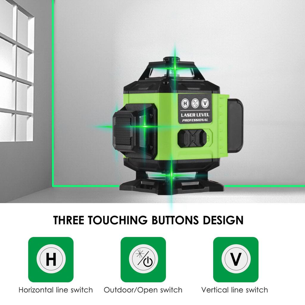 16-Line Self-Leveling 4D Green Laser Level with 360° Bluetooth Alarm