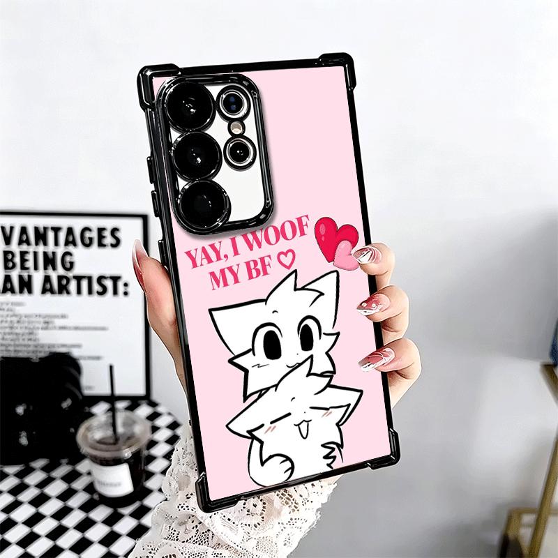 Cute B-Boykisser Catoon Plating Phone Case For Samsung Galaxy S24 S25 FE S26 Edge S23 Ultra S22 S21 Plus S20 Anti-Fall Airabag C