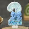 1pc Handmade Birthday Candle Party Celebration Supplies Decorative Candle Blue Bowknot Creative Digital Candle For Birthday Cake