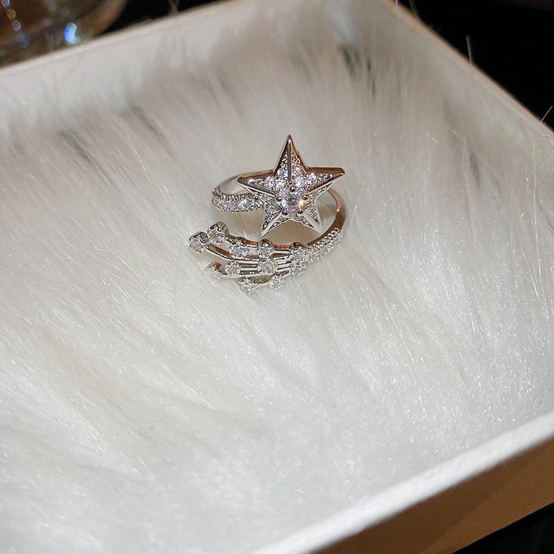 

European and American pleated irregular oval love pearl open ring index finger ring jewelry women