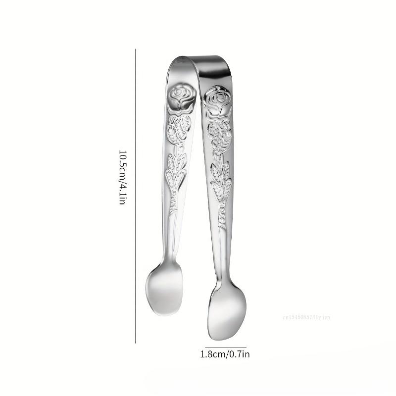Pinça de Gelo com Rosas Vintage Aço Inoxidável Pinça para Cubos de Gelo de Açúcar Pinça Portátil para Salada Churrasco Pinça de Cubo de Gelo Prata/Dourada Suprimento para Bar