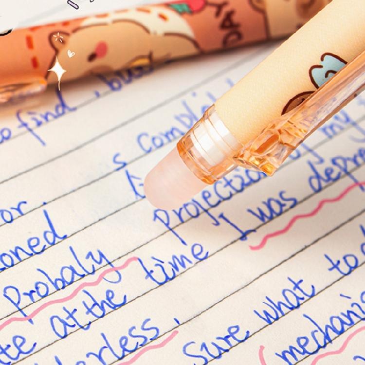 6Pieces Cartoon Gel Pen Erasable Retractable Gel Pen 0.5mm Quick Drying Office Writing Pen for Writing Noting Journaling