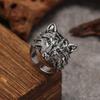 Retro Wolf Head Ring Men's Trendy Animal Exaggerated Domineering Hip-hop Open Ring