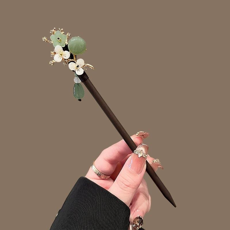 Antique Wooden Hairpin Women's Elegant Hair Stick New Chinese Simple Cheongsam Hairpin Headwear Jewelry Hair Accessories