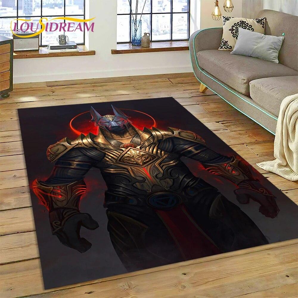 3D Anubis Pharaoh Horus Egyptian Mythology Gods Carpet Rug for Home Living Room Bedroom Sofa Doormat Decor,Area Rug Non-slip Mat