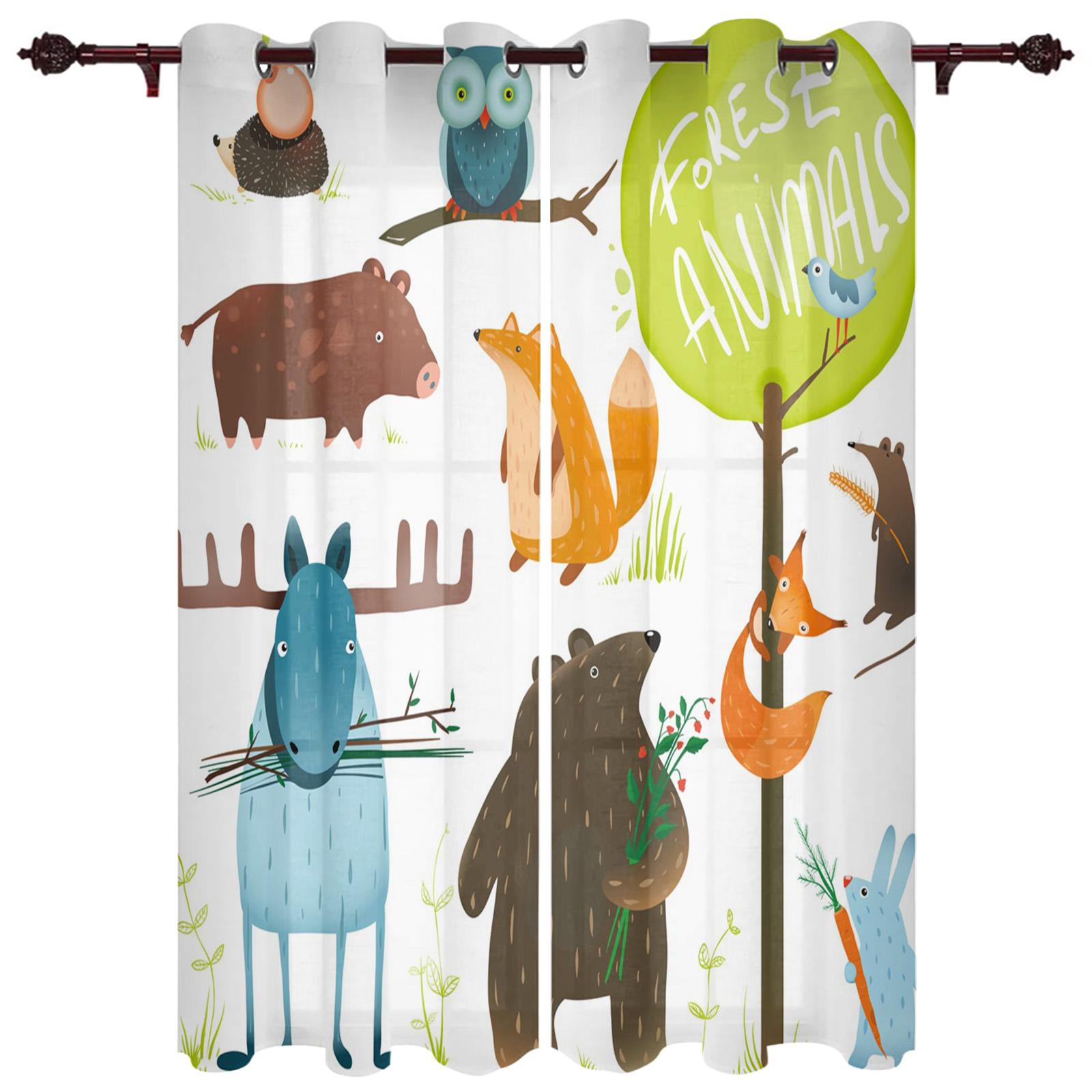 Шторы на окна с изображением красной лисы — фото 8