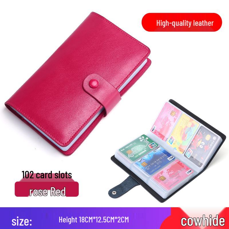 Dames Stijlvolle Kaarthouder van Rundleer met Meerdere Vakken voor Zakelijke Kaarten, Creditcards en Rijbewijs