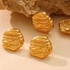 Qiong Yao Niche Irregular Hammered 18K Gold-Plated Pleated Earrings - Fashionable Stainless Steel Design