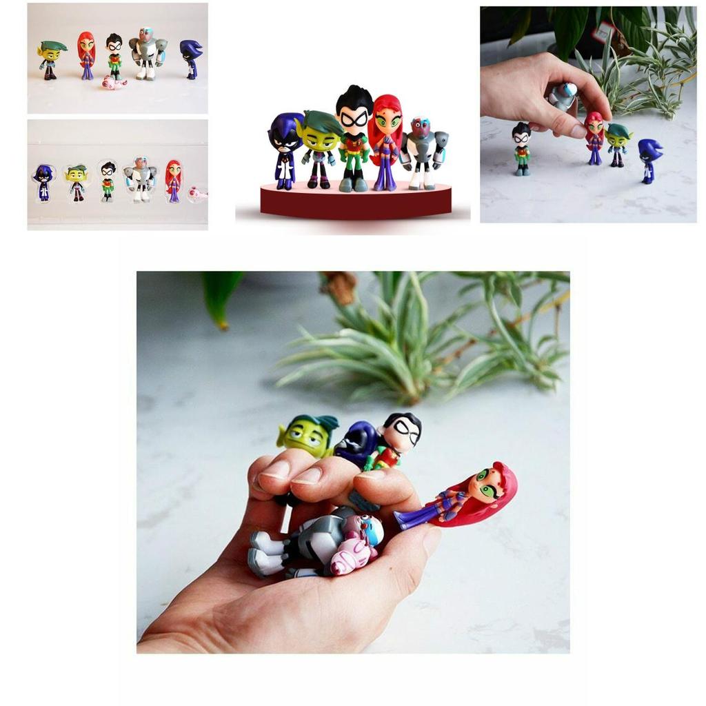 Vibrant Teen Titans Go Figure Set Featuring Robin Raven Beast Boy Starfire Collectibles