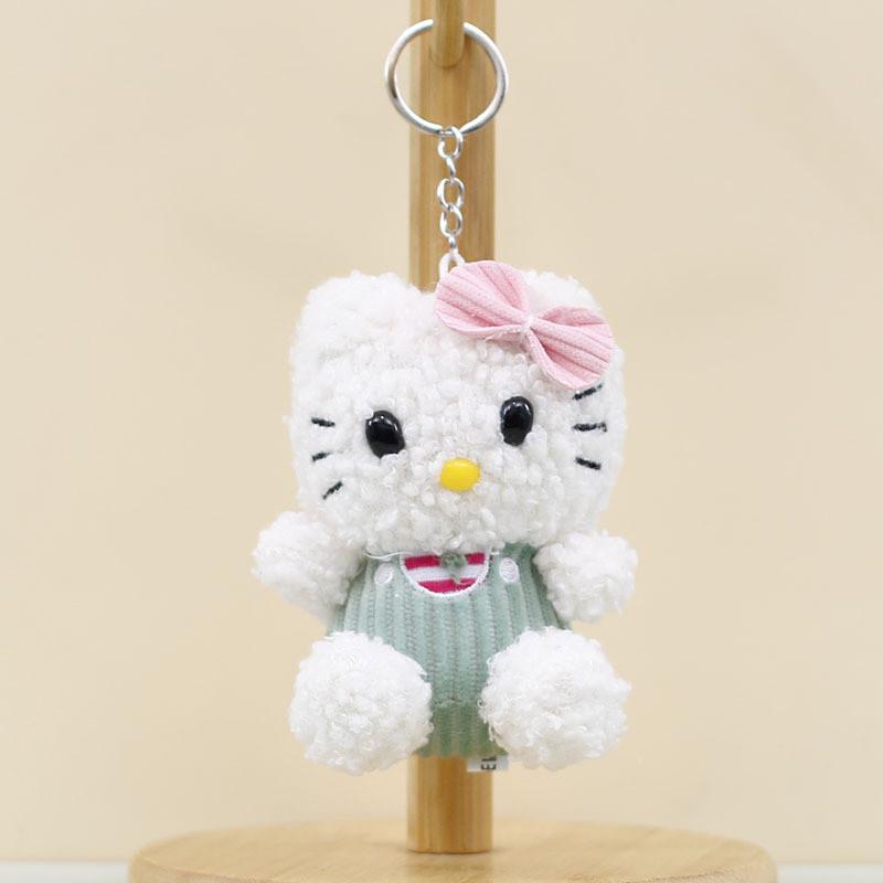 Adorable Cute Cat Plush Keychain Soft Kitten Toy Bag Charm Stuffed Doll 12cm Green Cat