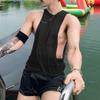 Men Summer Sleeveless Big Cuff Mesh Sheer See Through Loose Beach Tank Tops