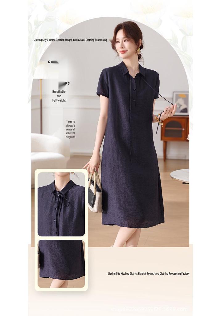 Elegant Summer Lapel Dress for Middle-Aged and Senior Women 2026