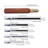 Hand Saw Hand Saw Kit Hex Shaped Rosewood Handle and 5 Jigsaw Blades Detachable Woodworking Hand Saw Small Hand Saw Hand Saw Kit