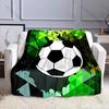 Multi-size Soccer Ball and 3D Grid Pattern Blanket Flannel Material Soft Warm for All Seasons, Home Outdoor Camping Picnics RV
