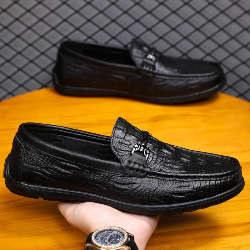 Crocodile pattern leather shoes business casual lazy shoes light pedal casual fashion men's leather shoes