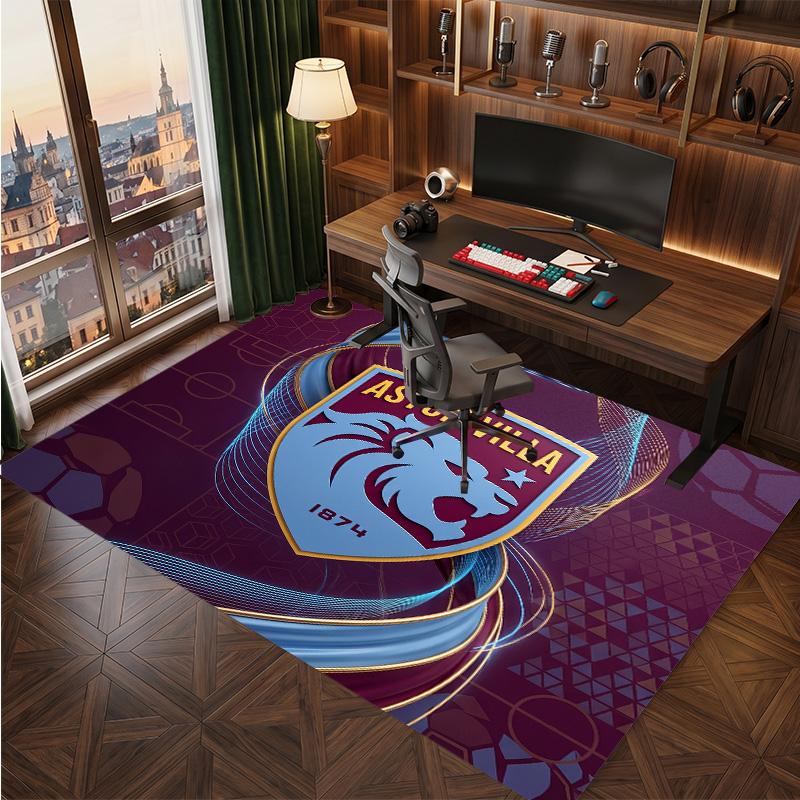 Aston Villa Football Print Crystal Velvet Rug, Comfortable Water Absorbent Non Slip Indoor Floor Carpet