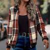 New Autumn Winter Women's Plaid Print Jacket, Long Sleeve Zipped Casual Coat, Loose Fit Outwear for Daily Streetwear