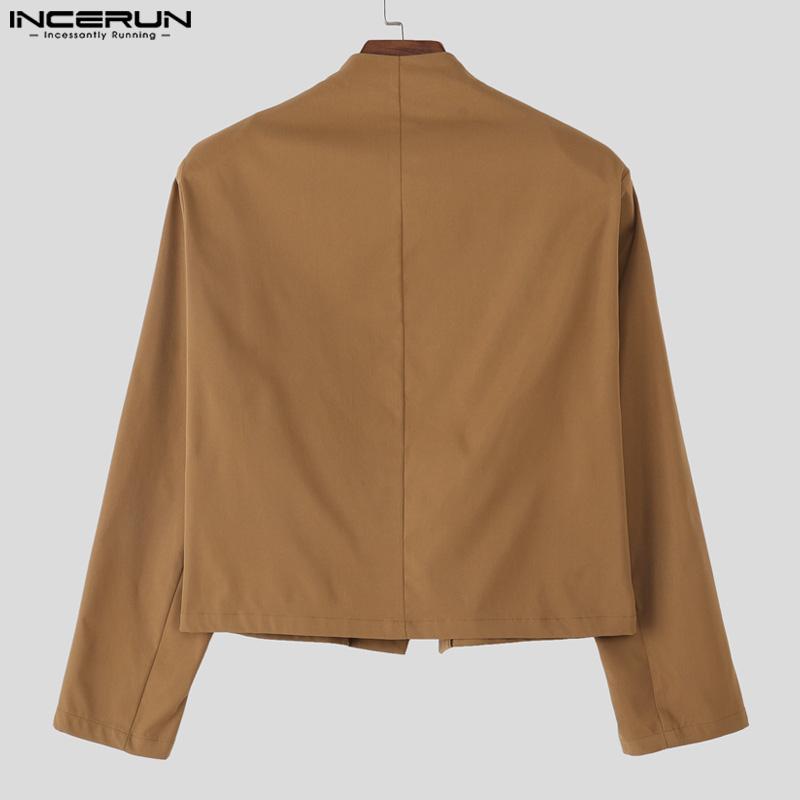 INCERUN Men Outfits Long Sleeve Cropped Tops and Long Pants Casual Party Sets