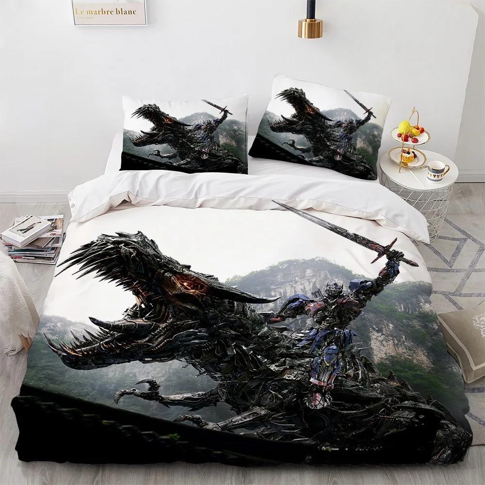 3D Printed T-Transformers Duvet Cover and Pillowcase, Double Bed Bedding Set, Bedroom Decoration, Gift for Girls and Boys