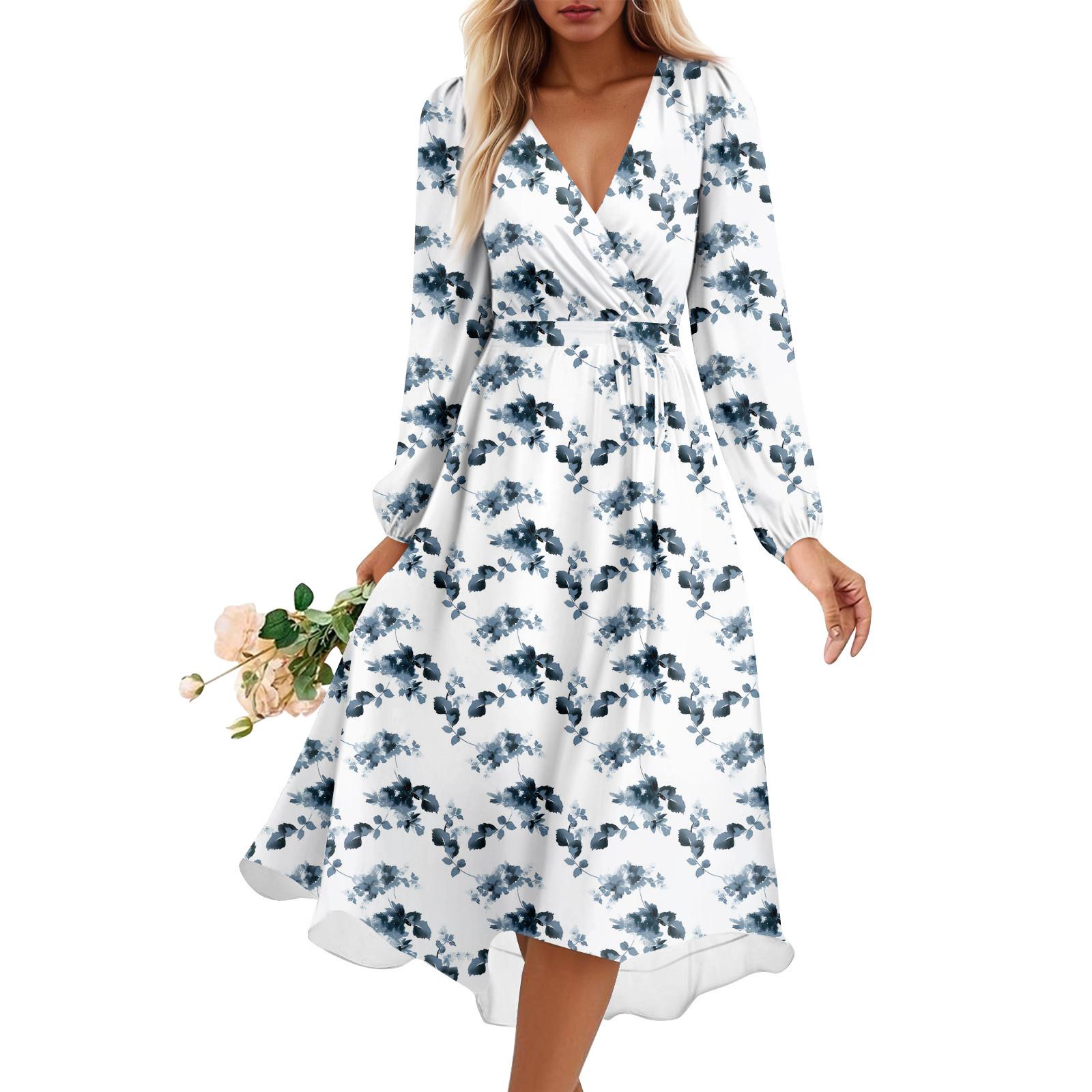 

Женское летнее свободное платье с V-образным вырезом, Элегантное платье XXL белый