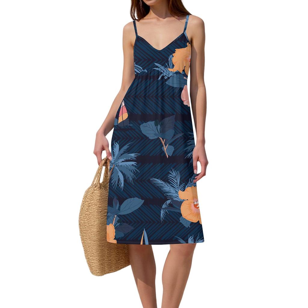 Dámské špagetové šaty bez zad s mašlí, volné, ležérní, plážové, prázdninové, letní šaty