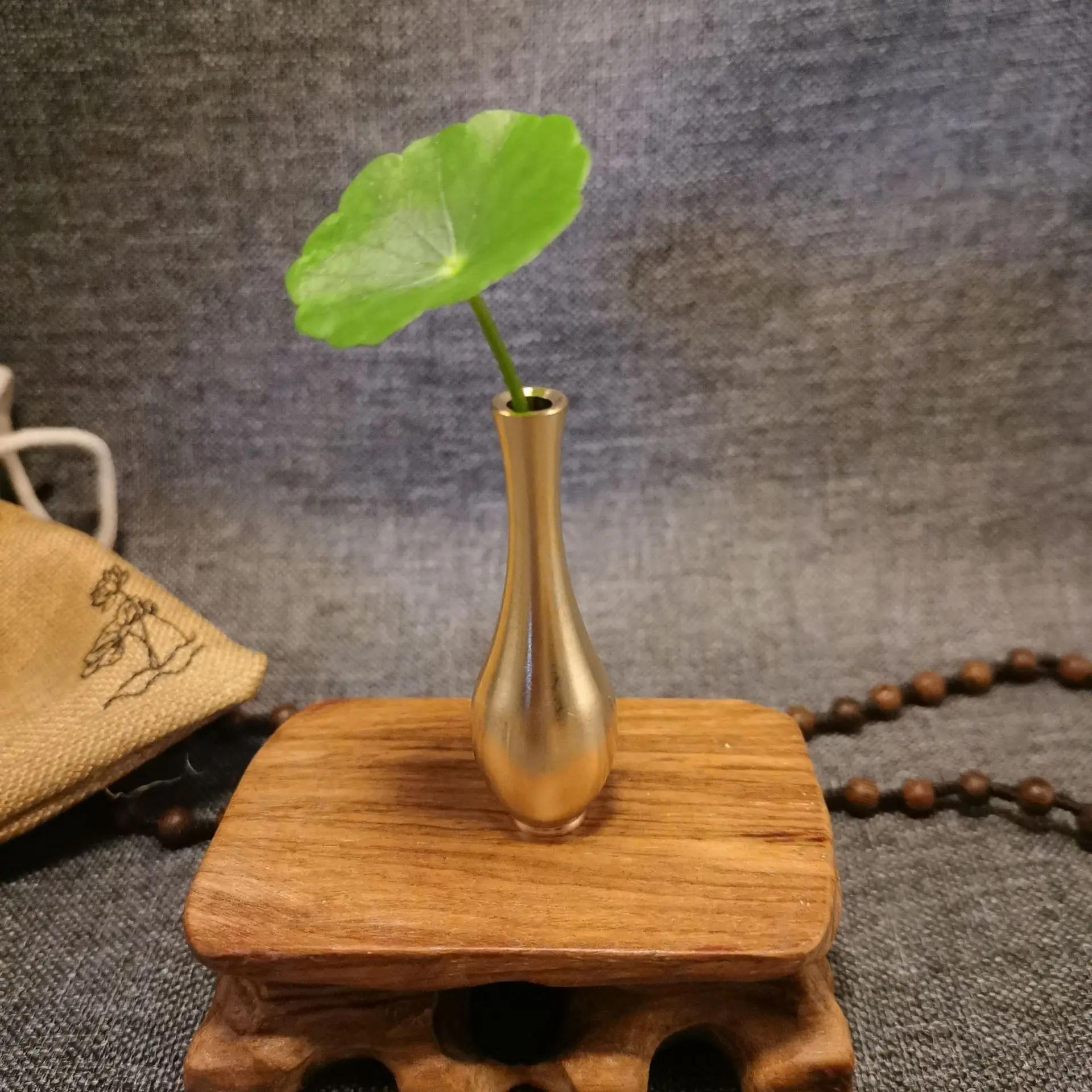 

1 шт. Мини-ваза из чистой меди, золотая декоративная ваза для гостиной, антикварная ваза, уникальная ваза, китайское маленькое украшение, ремесла, тафель, украшения