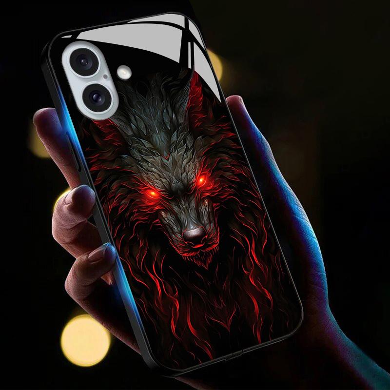For iPhone 16 Case Call Flash Series Pattern Printing Tempered Glass+TPU Combo Phone Case