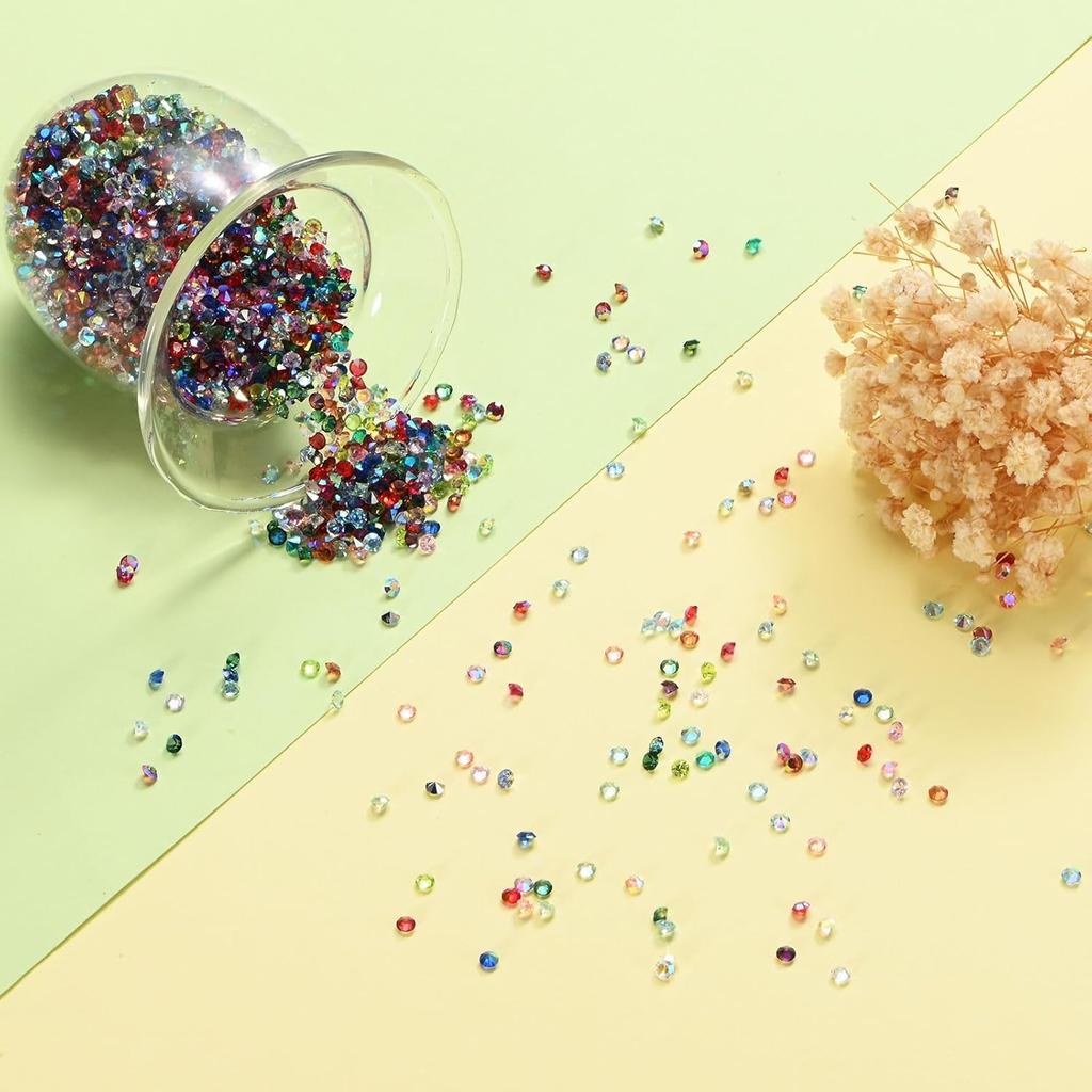 3600-Pack Acrylic Diamonds, 0.12 Inch/3mm Wedding Table Scatter Confetti Crystals for Vase Fillers/Art Craft, Acrylic Diamonds Gems [White AB]