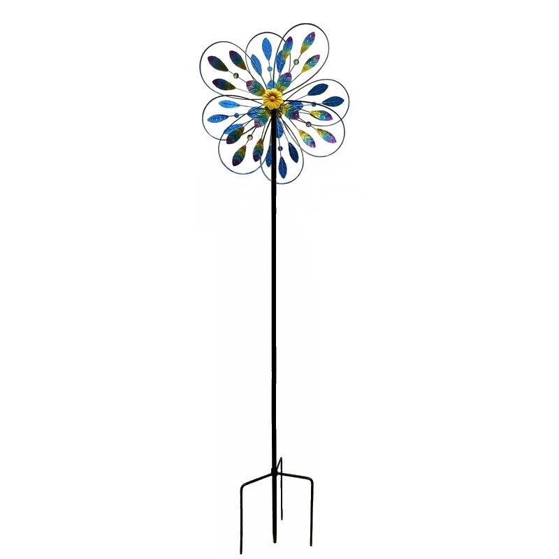 Gradient Flower Pinwheel: Outdoor Wrought Iron Garden Decoration for Landscaping