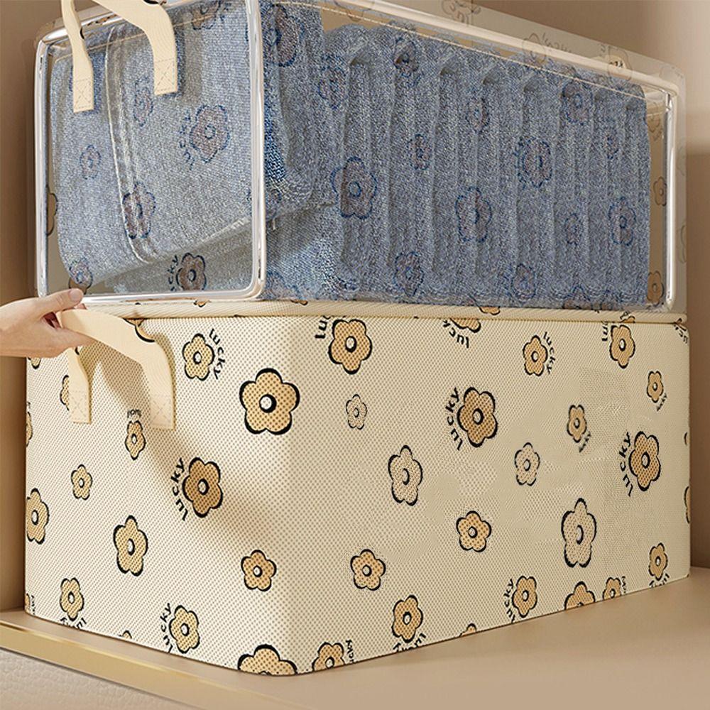 Cesta de Armazenamento de Tecido Espesso com Estrutura de Aço Organizador de Guarda-Roupa Caixa de Armazenamento de Roupas Suéter