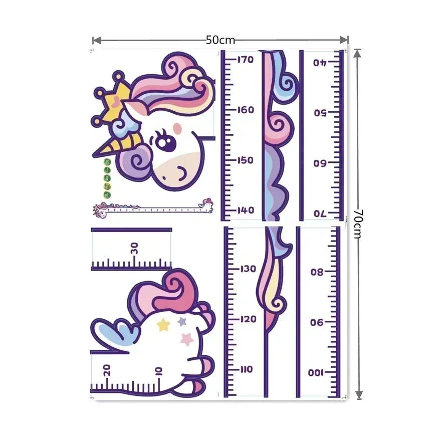Cartoon Animals Height Measure Wall Sticker Unicorn Dinosaur Wallpaper for Kids Room Nursery Child Growth Ruler Growth Chart