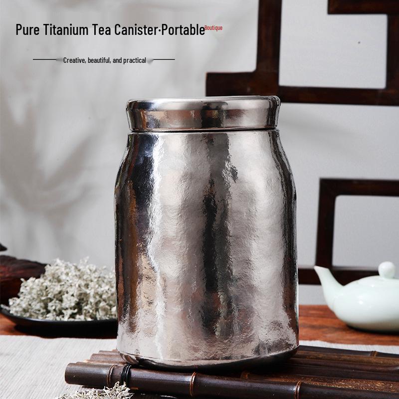 Large Pure Titanium Airtight Tea Storage Jar - High-End, Lightweight, and Portable Magnetic Travel Canister