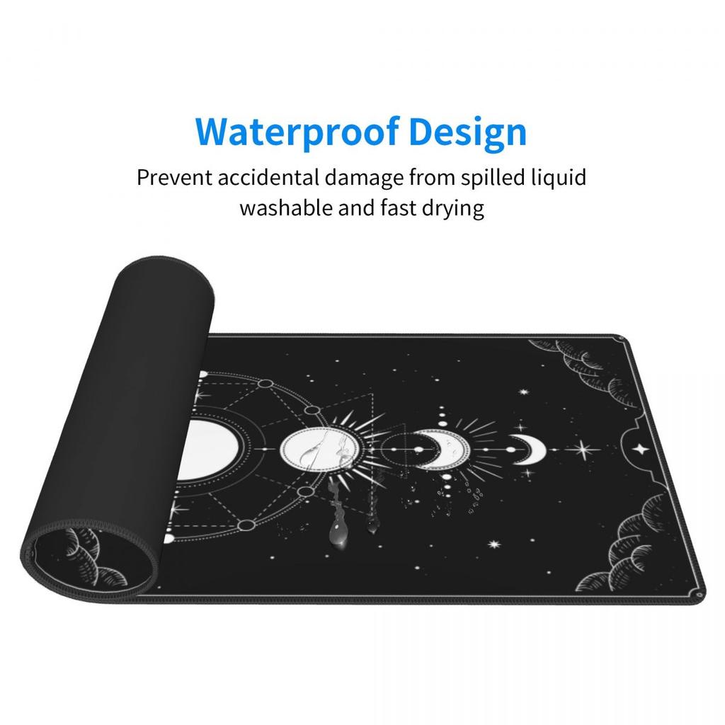 800x400mm Niedliche Kawaii Goth Hexen Tarot Altarmatte Ergonomische Schwarze Mauspade Große Größe Spiel-Mauspad Pastell Mondphasen Tischmatte