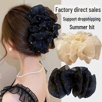 "Premium Double-Sided Bow Hairpin with Cloud Bubble Design"