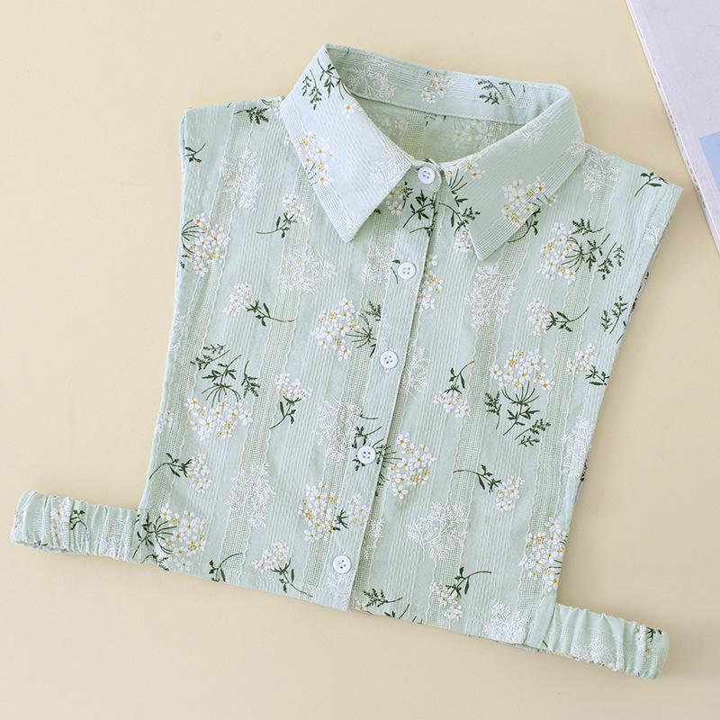 Women Cotton Printed Detachable Lapel Fake Collar Shirt White Ruffles False Collar Woman Removable False Blouse Nep Kraagie