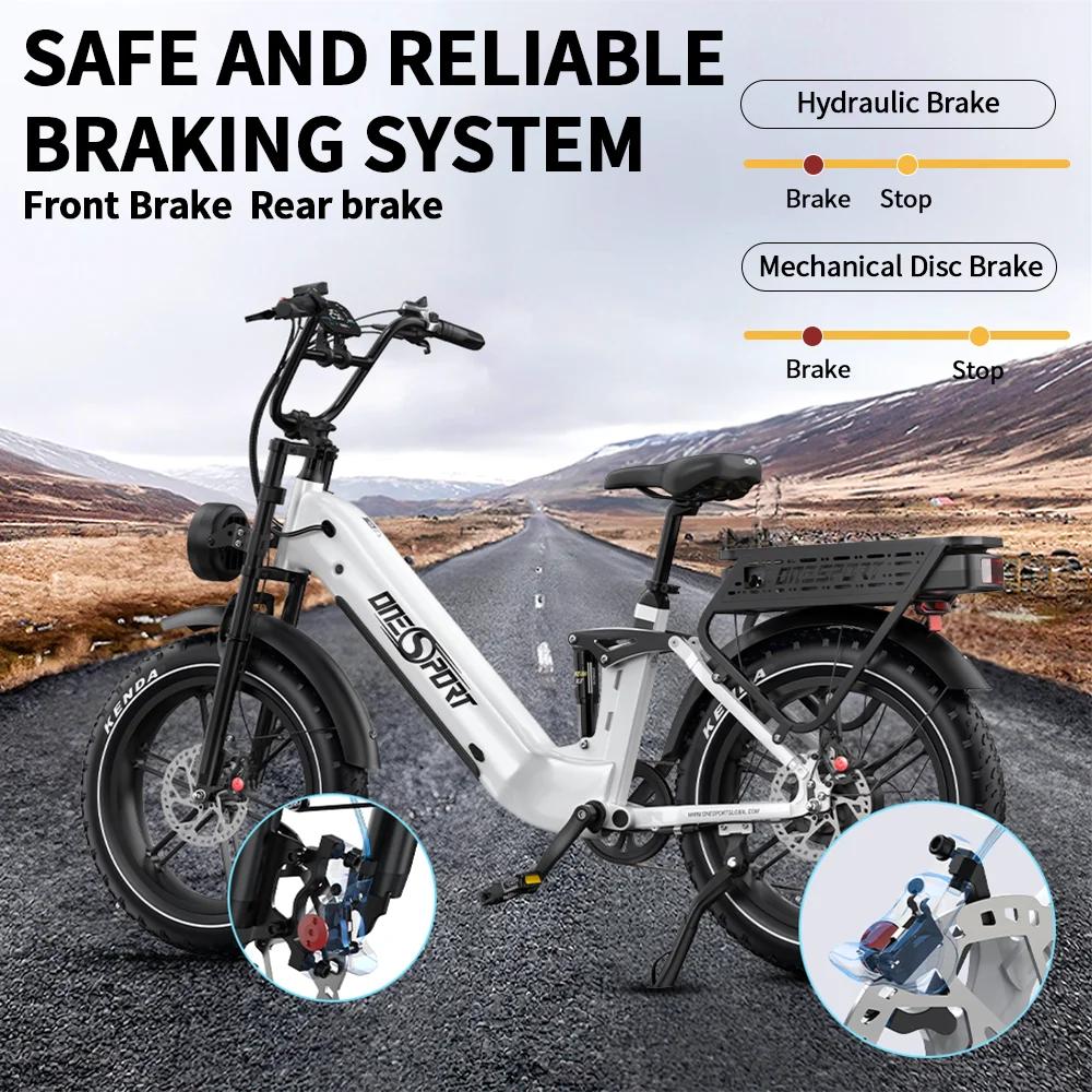 Bicicleta Eléctrica ONESPORT OT08 pro Sistema de Doble Batería 48V 36AH Velocidad hasta 40 Km/h Rueda Gruesa de 20 Pulgadas con Frenos Hidráulicos Y Control por App