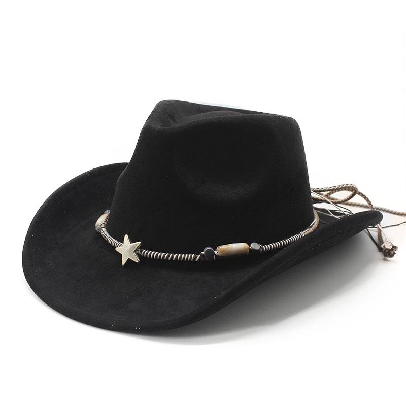Bohemian Minority Suede Hat Belt Couple Hat Western Cowboy Top Hat