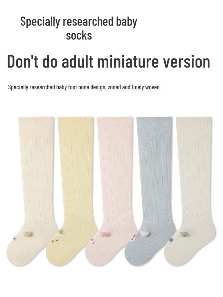 3D Ears Over-the-Knee Newborn Socks - Seamless, Loose Cuff, High-Top Cotton for Spring & Autumn