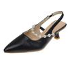 Women's high-heeled single shoes, pearl sandals, women's 2025 summer outer wear, thin-heeled bag headband, and empty high heels.