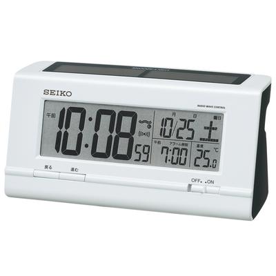 Sveglia Sveglia Ibrida Solare Radiocomandata Calendario Digitale Display Temperatura Bianco Perla SQ766W SEIKO