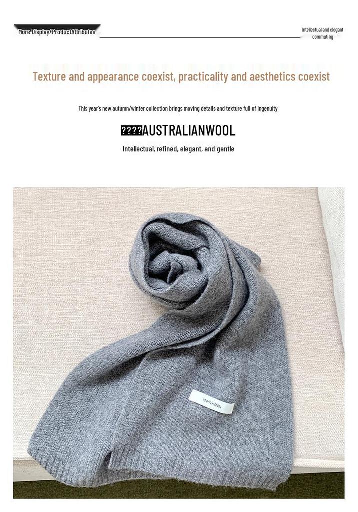 Unisex Solid Color Australian Wool Scarf: Warm, Versatile Knitted Neck Warmer