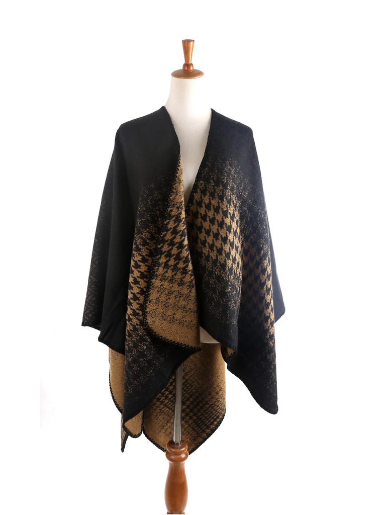 Women S Houndstooth Gradient Scarf Shawl Warm Winter Wrap