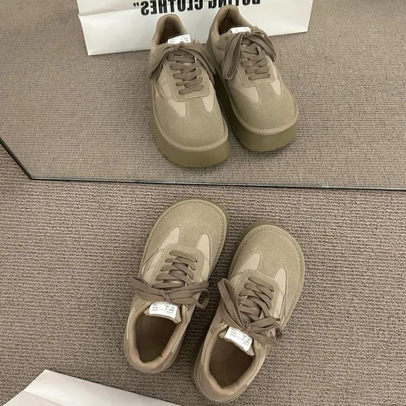 Vintage Buty Damskie na Grubej Podeszwie Damskie Petite Jesień Zima Modne Zwiększające Wysokość Casualowa Moda Zapatillas De Mujer