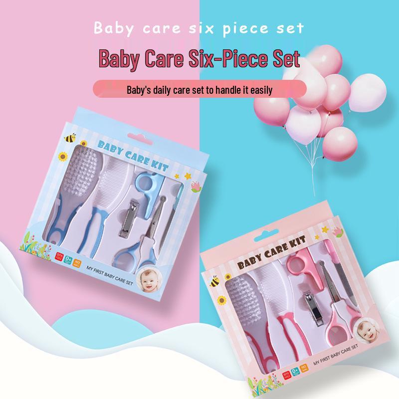 6-Piece Baby Care Set: Nail Clippers, Safety Comb, Brush & More