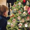 8/16Pcs with Hanging Chain Christmas Gingerbread House Pendant Cabin Hanging Decoration Kids