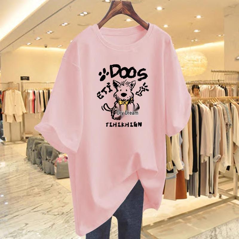 European Style Gray Oversized Cotton T-Shirt - Summer 2025 Loose Casual Cute Top